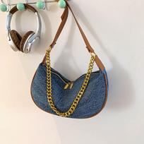 Popular Denim Bag Design Sense Chain Women Shoulder Bags Autumn Winter New Fashion Explosive Crossbody Bag Texture Underarm Pack (20cm<Max Length<30cm)
