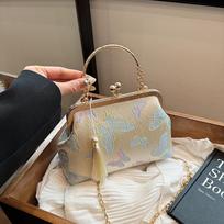 Senovinis vakarinis krepšys su kutu Kiss Lock viršutine rankena, sankaba moterims per petį Grandininė piniginė Crossbody Krepšiai Moteriška vakarinė rankinė vestuvių vakarėliui