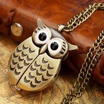 New Bronze Owl Creative Pocket Watch Retro Popular Display Quartz Pocket Watch Pendant Clock Men Women Chain Gift bronza