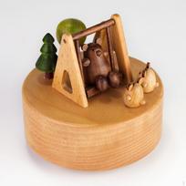 Medinė muzikinė dėžutė Dekoratyvinis elementas svetainės vakarėlio stalo eksponavimui 11x9.5cm brown
