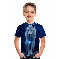 2025 Retro Animal Wolf 3d Printed T Shirt Kids Children Birthday Tshirts Baby Clothes Boys Girls Casual T-Shirts Top Tee Summer 100CM