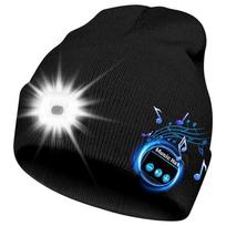Laisvų rankų šilta kepurė Bluetooth 5.0 LED kepurė Belaidė stereo ausinė Muzikos grotuvas su mikrofonu Palaiko pritemdymą Įkraunama baterija juoda