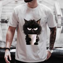 Juodo Katino Meilė Kava T-shirt Vyrams Atsitiktiniai Streetwear Unisex Drabužiai Trumpomis Rankovėmis T-shirt Katės Mėgėjams Marškinėliai Viršutiniai Drabužiai Madingi T-shirt Drabužiai S