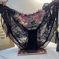 Lingerie Floral Oversized Underwear with Sexy Straps Lace Edges Transparent Mesh Soft Comfortable Breathable Lightweight Embroidery Triangle Pantys 4XL juoda