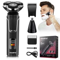 SOLIMPIA 3 viename elektrinis skustuvas, skirtas Man Razor akumuliatorinei barzdos kirpimo mašinai, sausai šlapiai žoliapjovei, priežiūros rinkinys black
