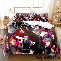Madingi 3D Danganronpa patalynės komplektai Antklodės užvalkalo komplektas su pagalvių užvalkalais Viengulis Dvigulis Karalienės Karaliaus Lovos patalynė Lovos linas pritaikomas 70x133cm 2pcs