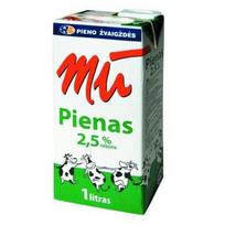 Pienas Mū pasterizuotas 2,5% 1 l.