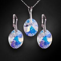 Sidabrinis papuošalų rinkinys moterims DiamondSky „Reflection (Aurore Boreale)“ su Swarovski kristalais