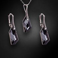 Sidabrinis papuošalų rinkinys moterims DiamondSky „Hyperborea (Silver Night)“ su Swarovski kristalais