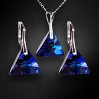 Sidabrinis papuošalų rinkinys moterims DiamondSky „Osiris (Bermuda Blue)“ su Swarovski kristalais