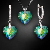 Sidabrinis papuošalų rinkinys moterims DiamondSky „Romantic Heart III R (Vitrail Medium)“ su Swarovski kristalais