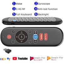 W1 PLUS Air Mouse nuotolinio valdymo pultas 2.4G RF belaidė mini balso klaviatūra Smart Giroscope Keyboard Sense Anti-loss IR skirta Android TV Box