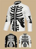 Men's Skeleton Ribs Pattern PU Leather Jacket - Street Style, Thin, Lightweight, Retro Classic Bomber Jacket Suitable for Casual Wear & Street Fashion XS balta