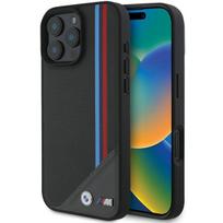 BMW BMHMP16S23PUTRK iPhone 16 6.1" black hard case M Meshed Tricolor Stripes MagSafe