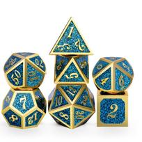 DND Kauliukų Rinkinys, Dungeons and Dragons Kauliukai D&D Kauliukams su D20 Metalinių Kauliukų Rinkinys arba RPG Vaidmenų Žaidimams MTG Stalo Žaidimams, Shadowrun Pathfinder auksas/mėlyna
