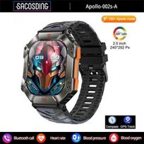 SACOSDING Apollo-002s-A 2,0 colių lauko sportinis išmanusis laikrodis, vyriškas, moteriškas, išmanusis „Bluetooth Call“ išmanusis laikrodis, skirtas IOS Android IP67 vandeniui atsparūs „Ftiness“ laikrodžiai GPS Track juodos kamo spalvos