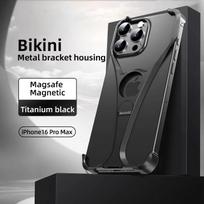 Prabangus aliuminio metalinis berėmis telefono dėklas, skirtas iPhone 16 15 14 13 Pro Max, Bikini, Magsafe, 360° besisukantis magnetinis laikiklis, apsauginis dangtelis For iPhone 16 Pro Max