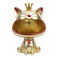 Resin Animal Key Bowl Art Sculpture Cute Cat Statue Storage Ornament Desktop Storage Fun Candy Dish for Office Home Table Decor auksas