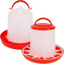 Viščiukų šėrykla (6 svarai) ir girdykla (2 litrai), lauko pakabinamas plastikinis indas paukščiams (Dydis: 9' x 7')