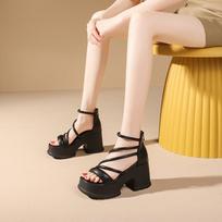 Fashion Summer Women's High Heel Platform Sandals 35 juoda