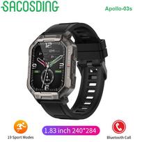 SACOSDING Apollo-03s išmanusis laikrodis vyrams kūno rengybos stebėjimo priemonė Bluetooth skambučių karinis išmanusis laikrodis lauko sportui skaitmeniniai laikrodžiai juoda