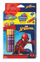 Spalvoti pieštukai su drožtuku Colorino Marvel Spider-Man, trikampiai, 12 vnt./24 spalvų