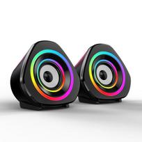 SADA Namų garsiakalbių rinkinys Stalinių kompiuterių garsiakalbiai 3,5 mm laidiniai nešiojamųjų kompiuterių garsiakalbiai USB maitinamas garsas RGB Light juoda