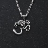 Handmade Ganesha Ohm Necklace - Stainless Steel/Brass Elephant God Pendant for Meditation Protection & Spiritual Gifts Men Women Single Pendant