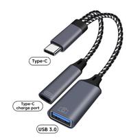 USB C OTG kabelinio telefono adapteris 2 viename C tipo USB A adapteris su PD įkrovimo prievadu, skirtas Samsung Huawei Xiaomi telefono nešiojamam planšetiniam kompiuteriui USB C OTG Adapter