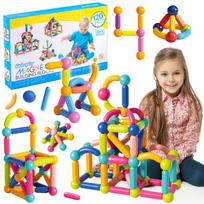 Magnetiniai konstruktoriaus blokeliai, edukacinis lazdelių rinkinys XXL, 120 vienetų "Kinderplay"