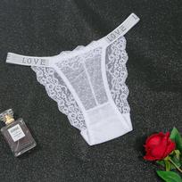 Karštas deimantinis seksualus nėriniuotas apatinis trikotažas Moteriškos dvigubo dirželio dirželiai Deimantinė apdaila Karštos paprastos kvėpuojančios tuščiavidurės lengvos bikinio kelnaitės One size balta