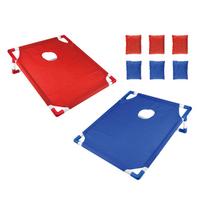Nešiojamas Cornhole rinkinys su 1 Cornhole žaidimų lenta ir 6 sėdmaišiais bei nešiojimo krepšiu kiemo mėtymui įvairiaspalvis