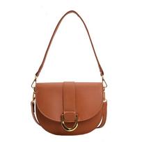 Žinomo Prekės Ženklo Balnelio Formos Pečių Krepšiai Moterims Auksinės Detalės Vienspalvis PU Crossbody Krepšys Nauji Prabangūs Dizainerių Rankiniai Krepšiai 22x17x7cm brown