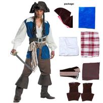 Suaugusiųjų pirato kostiumas Karibų pirato kostiumai Vyriški Helovino vakarėlio drabužiai Vaidmenų žaidimas Išgalvotas Cosplay 7 kostiumų rinkiniai Vakarėlio apranga XL