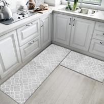 Virtuvės PVC Spausdinti Grindų Kilimėliai, Vandeniui atsparūs ir Atsparūs Aliejui, Nuvalomi Buitiniai Odiniai Kilimai 40*60*1.0cm gray