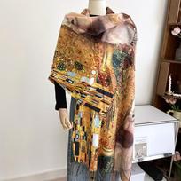 Imitacinis kašmyro moteriškas šalikas, dvipusis skaitmeniniu būdu margintas kutais šalis, žieminis šiltas šalikas, retro ilgas šalikas 180 * 68cm brown