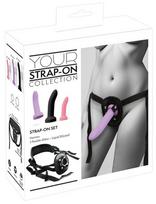 Strap-on diržo ir dildo rinkinys You2Toys Set, įvairių spalvų, 4 dalių