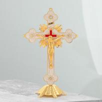 Jėzaus Nukryžiuotojo Statula Religinė Skulptūra Stovinti Kryžiaus Figūrėlė Stalviršio Ornamentas Lentynai