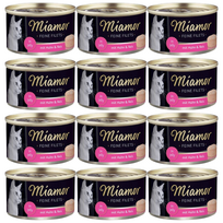 Miamor Feine Filets - drėgnas kačių ėdalas vištienos filė su ryžiais 12x100g skardinė