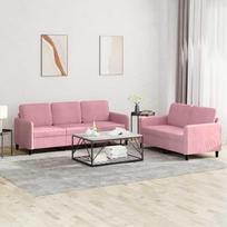 Sofa Sofos komplektas, 2 dalių, rožinės spalvos, aksomas