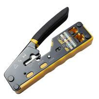 RJ45 užspaudimo įrankio praėjimas per Ethernet užspaudimo įrankis, skirtas Cat6 Cat5 Cat5e RJ45 jungtims geltona