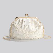 Šviesaus prabangumo banketinė rankinė Naujas poliesterio perlinės grandinėlės rankenos dizainas Išskirtinė retro vienspalvė crossbody rankinė