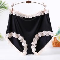 High Waisted Lace Underwear Satin Plus Size Knickers Underwear for Women Delicate Silky Ice Silk Panties S juoda