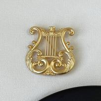 Medieval Elegant Harp Brooch, High-End Women'S Retro Dumb Gold Pin, Small Fragrant Temperament, Blazer, Corsage Accessories
