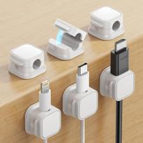6pcs Magnetic Cable Clips Cable Adjustable Cord Holder Under Desk Cable Adhesive Wire Holder Keeper for Home Office Phone Car Wall Desktop Nightstand 6pcs
