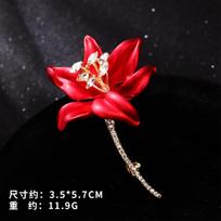 Rose Brooch High-End Ladies Bow Red Brooch Anti-Light Drip Oil Pin red