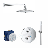Grohe termostatinis potinkinio dušo maišytuvo komplektas su lietaus dušo galva, chromo spalvos