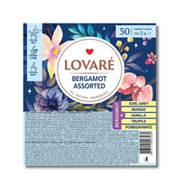 Lovare „Bergamot Assorted“ – Juodųjų arbatų rinkinys su bergamote (50 pakelių)