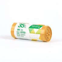 Šiukšlių maišai SORTEX, 35 L, 30 mik, 15 vnt. ritinyje, LDPE, 50 x 60 cm, geltona sp.