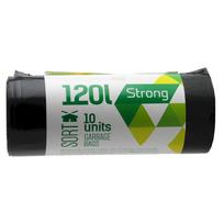 Šiukšlių maišai SORTEX, 120 l, 35 mikr, LDPE, 70 x 100 cm, 10 vnt., juodos sp.